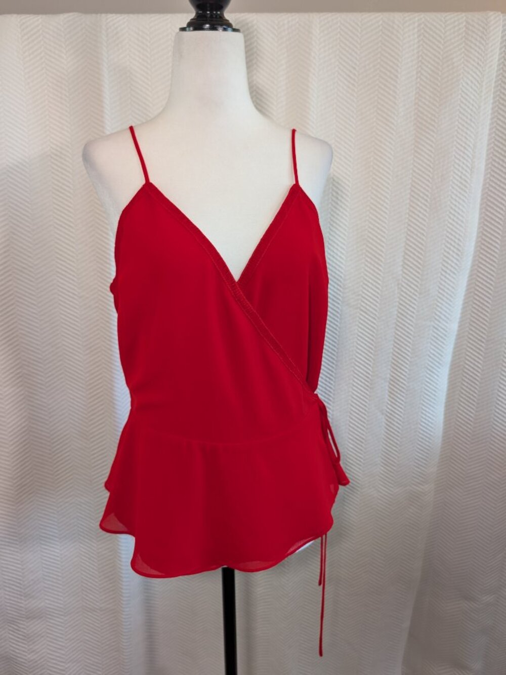 Naked Zebra Red Wrap Cami Blouse Spaghetti Strap Top Tie Waist Size Medium NWT